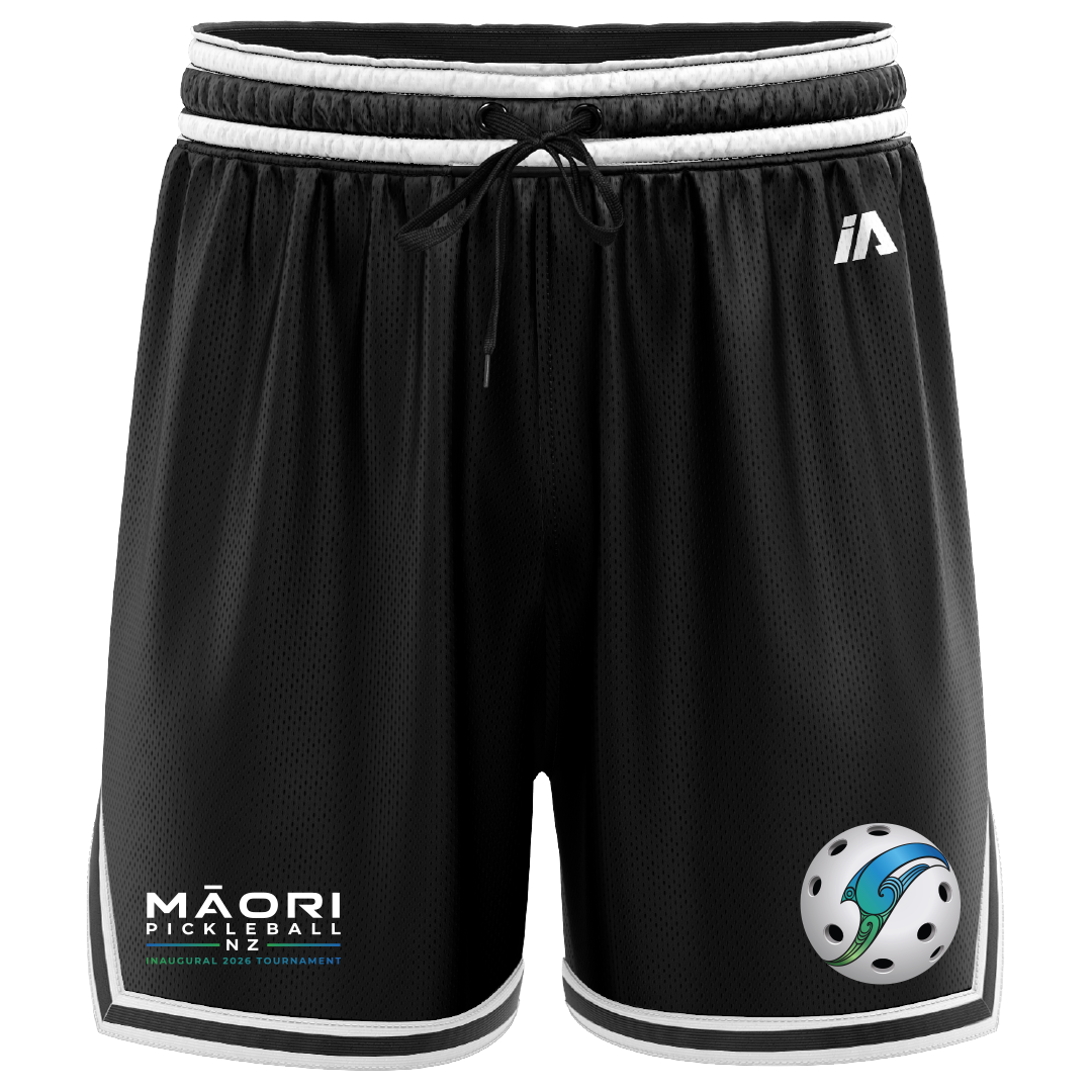 Māori Pickleball NZ Casual Shorts - Black/White