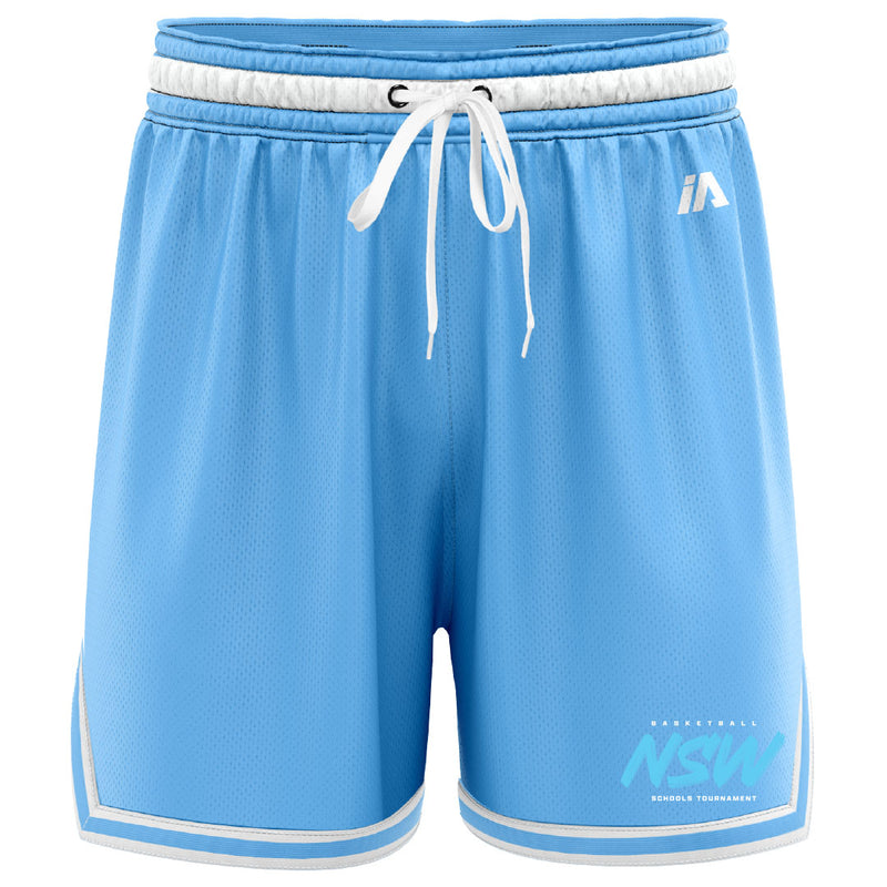 Basketball NSW Schools Tournament Casual Basketball Shorts - Carolina/White