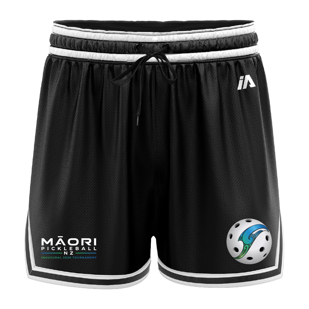 Māori Pickleball NZ Casual Shorts - Black/White
