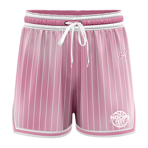 Hoops Fest 2025 Casual Shorts with Pockets - Faded Stripe Pink