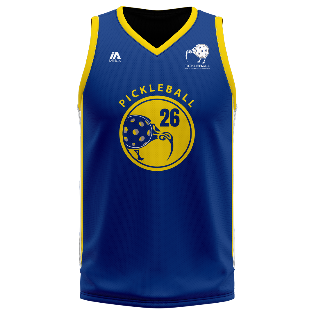 Pickleball NZ Playing Singlet - Blue/Gold